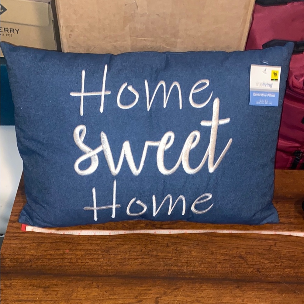 Blue Home Sweet Home Decorative Pillow